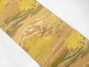 アンティーク　山並に舟模様織り出し袋帯（着用可）